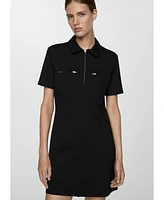 Mango Women's Pockets Detail Polo-Neck Dress