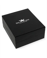 Rhona Sutton Cross Black Leather Stainless Steel Bracelet