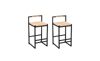 Slickblue Set of 2 Bar Stools with Back Paper Rope Woven Counter Height Dining Chairs for Kitchen