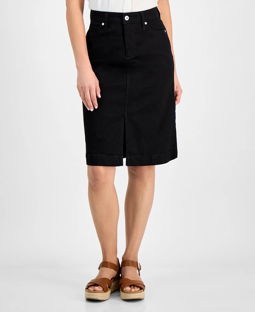 Style & Co Petite Denim Midi Skirt, Exclusively at Macy's
