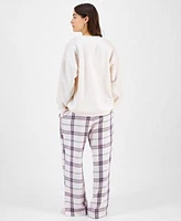 Self Esteem Juniors Graphic Sweatshirt Camisole Flannel Plaid Pants