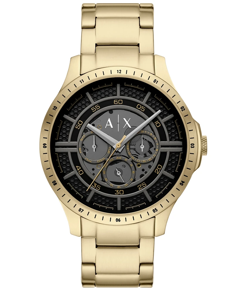 A|X Armani Exchange Men's Quartz Multifunction Gold Stainless Steel Watch 46mm