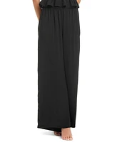 Red Carter Women's Shirred-Waist Wide-Leg Cover-Up Pants