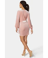 Bebe Women's Velvet Utility Mini Dress Pink