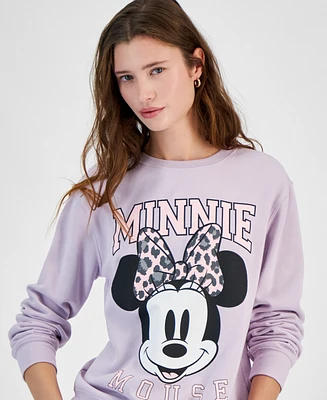 Disney Juniors' Minnie Mouse Leopard Bow Graphic Sweatshirt