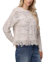 Frye Women's Pointelle Fringe Sweater