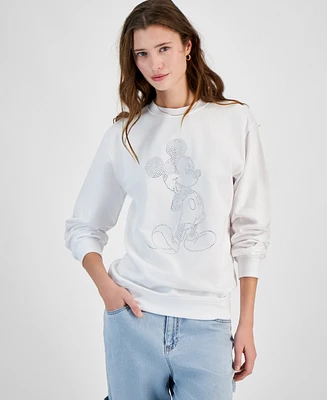 Freeze 24-7 Juniors' Rhinestone Mickey Mouse Crewneck Sweatshirt