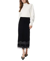 Sam Edelman Women's Gracie Lace-Trim Midi Velvet Skirt