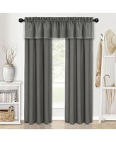 Kate Aurora Complete Coastal Hamptons Living Rod Pocket Textured Semi Sheer 3 Piece Window Curtain & Valance Set