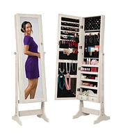 Best Choice Products Jewelry Armoire Cabinet, Full Length Mirror w/ Velvet Storage Interior, Lock