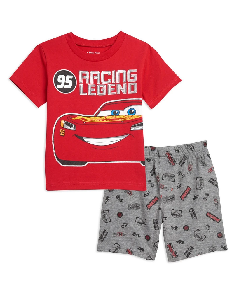 Disney Toddler Boys Pixar Cars Lightning McQueen T-Shirt and French Terry Shorts Outfit Set to