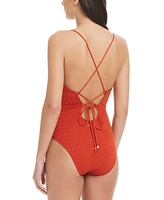 Red Carter Women's Balconette One-Piece Swimsuit