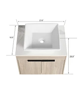 Slickblue 24" Modern Floating Bathroom Vanity with Ceramic Basin Set for Sleek and Stylish Storage