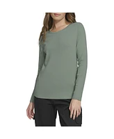 Tommy Hilfiger Women's Cotton Blend Ribbed Long Sleeve T-Shirt