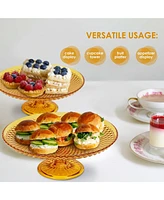 Amici Home Diamond Footed Glass Cake Stand