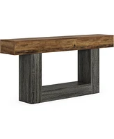 Tribesigns 63" Console Table, Farmhouse 2-Tier Entryway Table with U-Shaped Base, Narrow Long Wood Sofa Table Behind Couch Table for Living Room, Hall