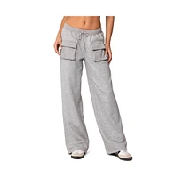 Edikted Women's Bailey French Terry Cargo Pants - Gray