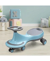 Gymax Wiggle Car Ride-on Toy w/ Flashing Wheels for Toddlers & Kids Pink