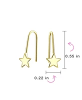 Bling Jewelry Minimalist Tiny Celestial Usa Patriotic Rock Star Threader Earrings For Women 14K Yellow Gold - Gold