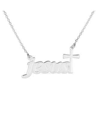 Bling Jewelry Spiritual Christian Religious Cross Jesus Word Necklace Pendant For Women .925 Sterling Silver