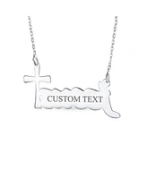 Bling Jewelry Spiritual Christian Religious Cross Jesus Word Necklace Pendant For Women .925 Sterling Silver