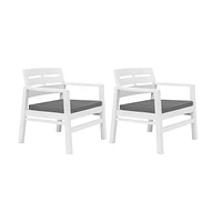 vidaXL 3 Piece Patio Lounge Set Plastic White