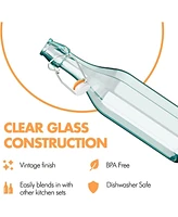 Amici Home Faceted Hermetic Glass Bottle, Large - Set of 2