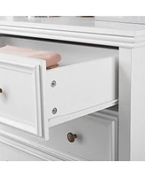 Slickblue Modern 5-Drawer Dresser – White Cabinet with 5 Drawers, Ideal for Living Room or Farmhouse Closet Storage