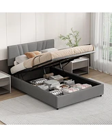 Slickblue Queen Upholstered Platform Bed with Lift-Up Storage Feature