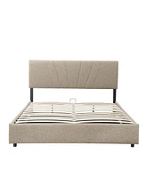 Slickblue Queen Upholstered Platform Bed with Lifting Storage and Modern Design