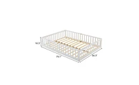 Slickblue Pine Fence Bed with Door and Board, Full Size for Children