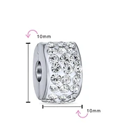 Bling Jewelry Clear White Crystal Spacer Stopper Bead Charm For Women .925 Sterling Silver Snap Clasp Fits European Bracelet