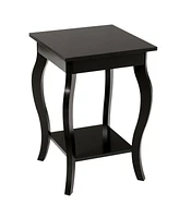 Gymax Set of 2 Accent Side Table Sofa End Table Nightstand Coffee Table w/ Shelf Brown