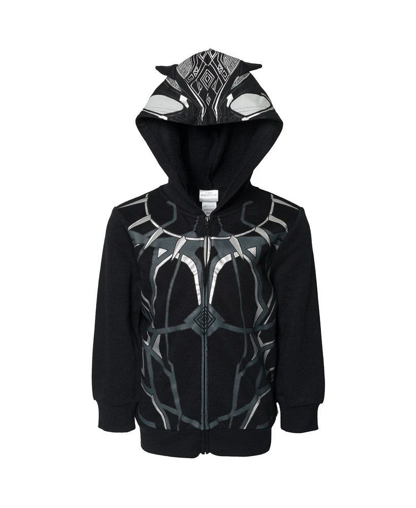 Marvel Boys Avengers Black Panther Cosplay Fleece Zip Up Pullover Hoodie to