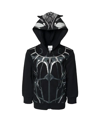 Marvel Boys Avengers Black Panther Cosplay Fleece Zip Up Pullover Hoodie to