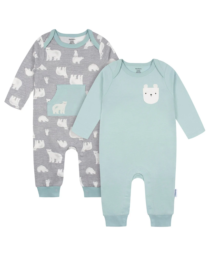 Gerber Baby Boys Long Sleeve 2-Pack Rompers