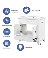 Slickblue Stylish Bathroom Vanity with Sink, 2-Door Cabinet & Drawer for Extra Storage