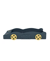 Slickblue Twin Size Race Car-Shaped Platform Bed with Wheels and Storage