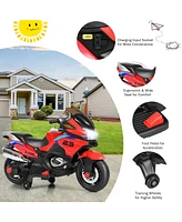 Costway 12V Kids Ride On Motorcycle Electric Motor Bike w/ Training Wheels & Light