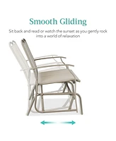 Best Choice Products 2-Person Outdoor Swing Glider, Steel Patio Loveseat, Bench Rocker w/ Armrests