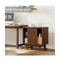 Tribesigns End Table for Living Room, Modern Side Table with Storage with Sliding Door and Cute Legs, Wood Nightstand and Bedside Table for Bedroom, W