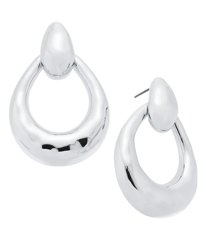 Style & Co Silver-Tone Open Doorknocker Drop Earrings, Created for Macy's