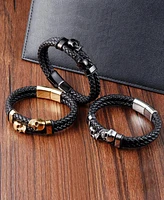 Rhona Sutton Black Reaper Leather Stainless Steel Bracelet