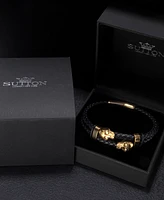 Rhona Sutton Gold Reaper Leather Stainless Steel Bracelet