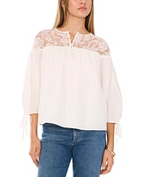 1.state Women's Lace-Yoke 3/4-Sleeve Tie-Cuff Blouse