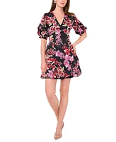 1.state Women's Floral-Print Bubble-Sleeve Dress