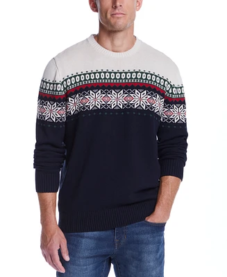 Weatherproof Vintage Men's Crewneck Snowflake-Pattern Long Sleeve Sweater