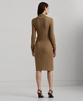 Lauren Ralph Women's Cable-Knit Buckle-Trim Sweater Dress