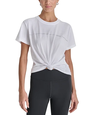 Dkny Sport Women's Rhinestone Stripe Knot T-Shirt