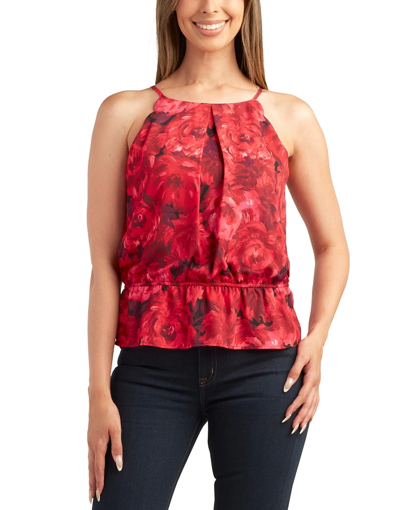 Bcx Juniors' Floral-Print Peplum Halter Top